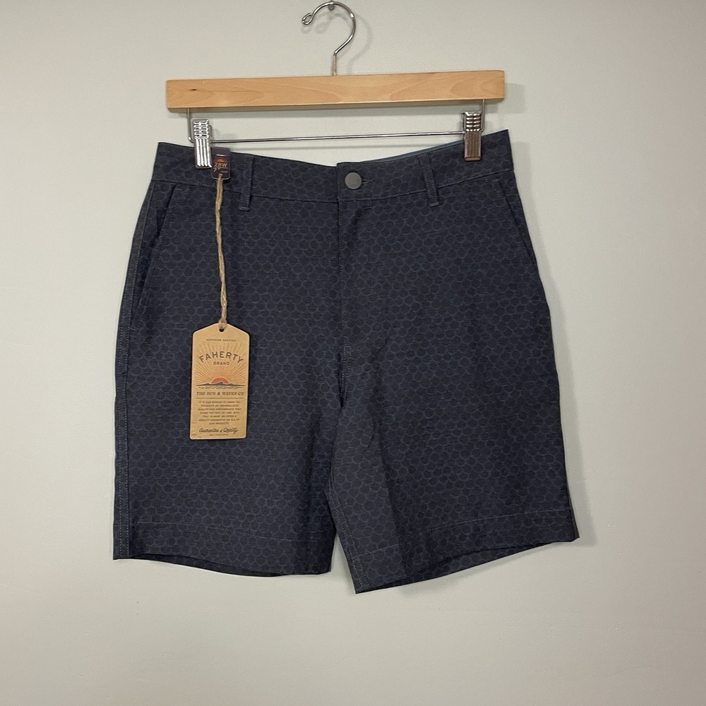 Faherty Men's All Day Shorts Drawstring Button Zipper Grey Sz 28 7 Inseam NWT